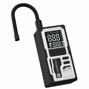 Portronics Vayu 10 Type-C Rechargeable Tyre Inflator 150 PSI Air Compressor with Digital Display, 2×2000mAh Battery, Preset Modes, SOS Flashlight & Pressure Detection for Car, Bike, Bicycle &