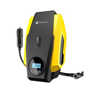 Portronics Vayu Lite Portable Tyre Inflator 150 PSI Air Compressor with Digital Display, Auto Shut-Off, LED Light & 2.7m Cord for Car, Bike & Cycle, Portable Air Pump - (Black)