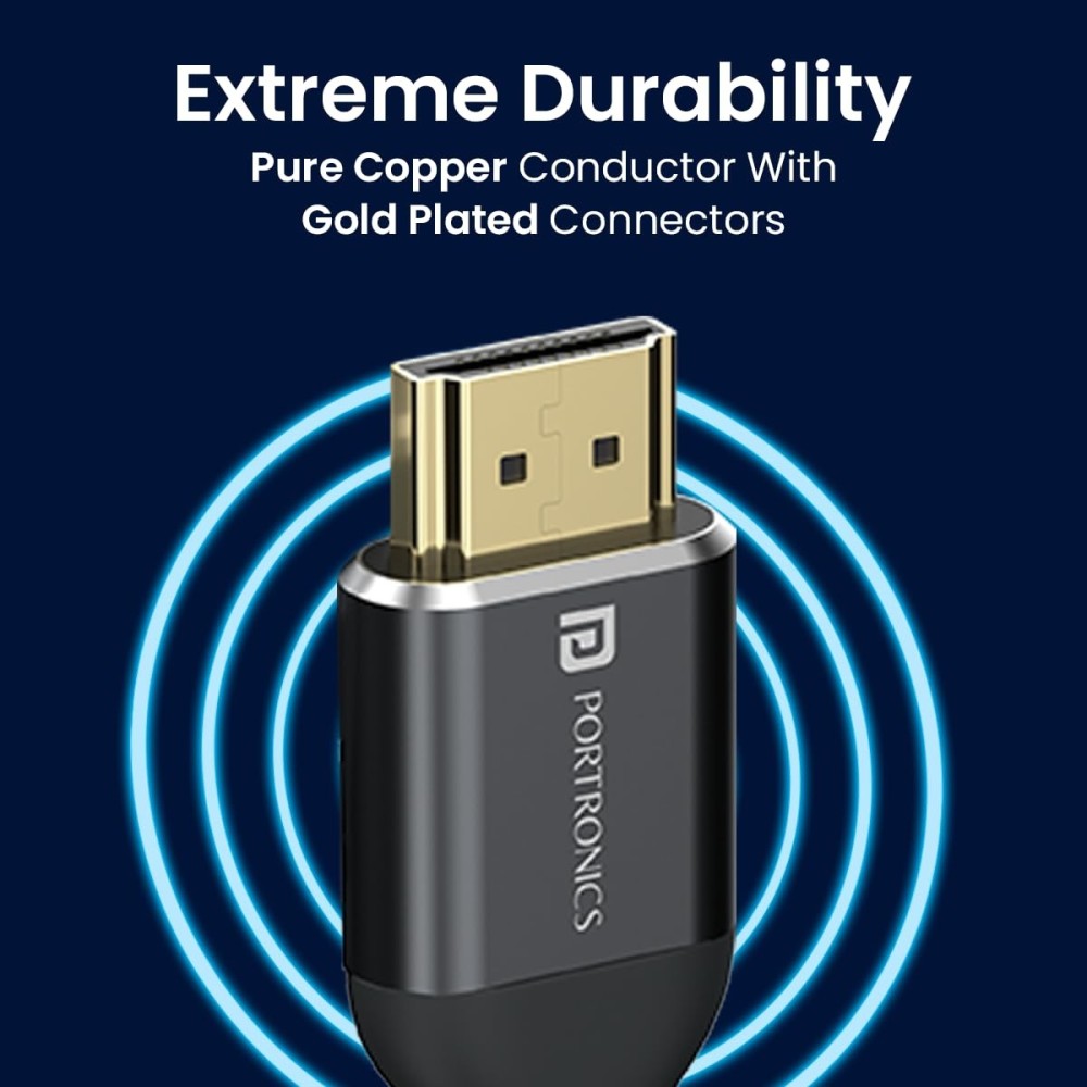 Portronics Konnect Stream HDMI to HDMI Cable 3M (4K@60Hz)