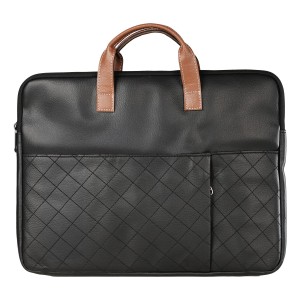 Portronics Encase 104 Laptop Sleeve Bag for 15.6 Inch Laptop, PU Leather Office Bag with Trolley Strap, Handle, Inner Pocket & Accessory Compartments - (Black)