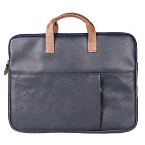 Portronics Encase 104 Laptop Sleeve Bag for 15.6 Inch Laptop, PU Leather Office Bag with Trolley Strap, Handle, Inner Pocket & Accessory Compartments - (Blue)
