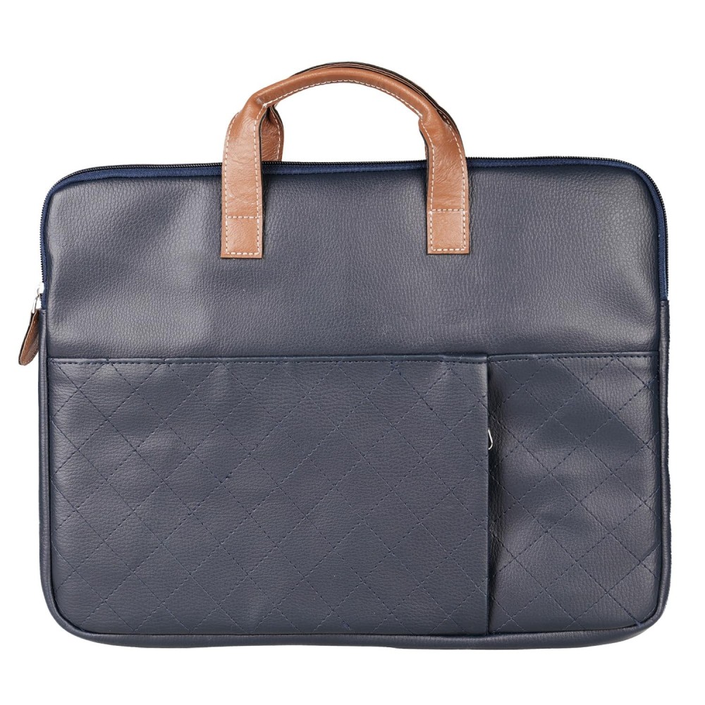 Portronics Encase 104 Laptop Sleeve Bag for 15.6 Inch Laptop, PU Leather Office Bag with Trolley Strap, Handle, Inner Pocket & Accessory Compartments - (Blue)
