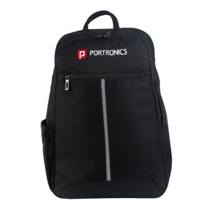 Portronics Byte, 27L Laptop Backpack with 15.6 Inch Laptop Sleeve, Water-Resistant Office & College Backpack, Bottle Pocket & Front Organizer for Men & Women – (Black)