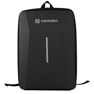 Portronics Byte 2, 15.6 Inch Laptop Backpack with Hard Shell Front, Spill-Resistant Water-Resistant Fabric, Cushioned Straps, Durable Zippers, Unisex Office & Travel Backpack – (Black)