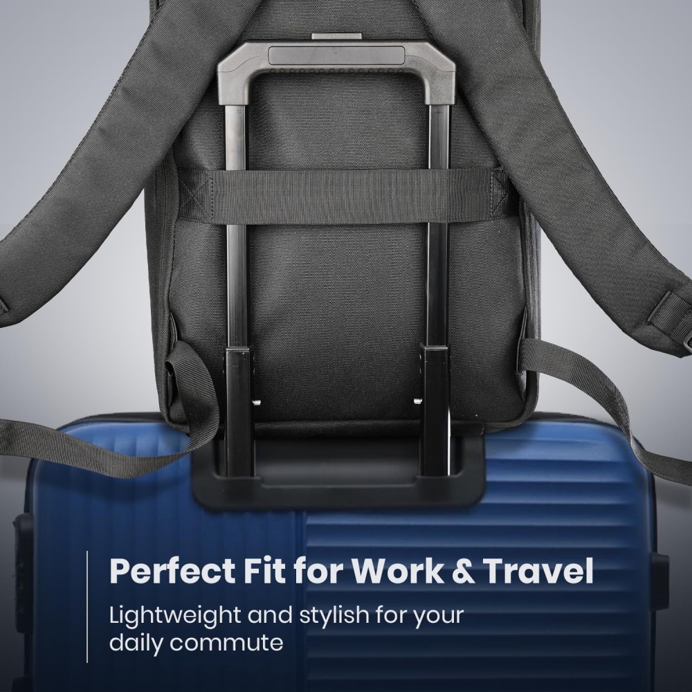Portronics Byte 2, 15.6 Inch Laptop Backpack with Hard Shell Front, Spill-Resistant Water-Resistant Fabric, Cushioned Straps, Durable Zippers, Unisex Office & Travel Backpack – (Black)