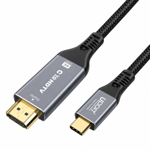 UPORT Type C to HDMI Cable 2M, USB-C to HDMI 4K@60Hz, HDMI 2.0, 60W PD, Nylon Braided High-Speed Cable for MacBook, Tablet, Camera & Projector