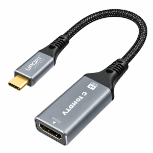 UPORT USB C to HDMI 4K Adapter 60Hz, HDMI 2.0, 60W Power Delivery, 0.5M Braided Cable, Aluminium Body - (Grey)