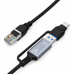 UPORT USB-C & USB 3.0 to RJ45 Gigabit Ethernet Adapter Cable 1000Mbps, 2 Meter Braided LAN Network Connector