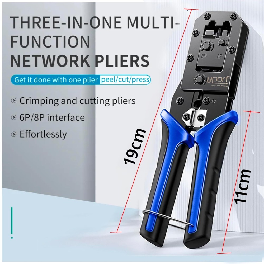 UPORT RJ45 RJ11 RJ12 Crimping Tool, 4P 6P 8P Modular Network Cable Crimper, Wire Stripper & Cutter for CAT5 CAT5e CAT6
