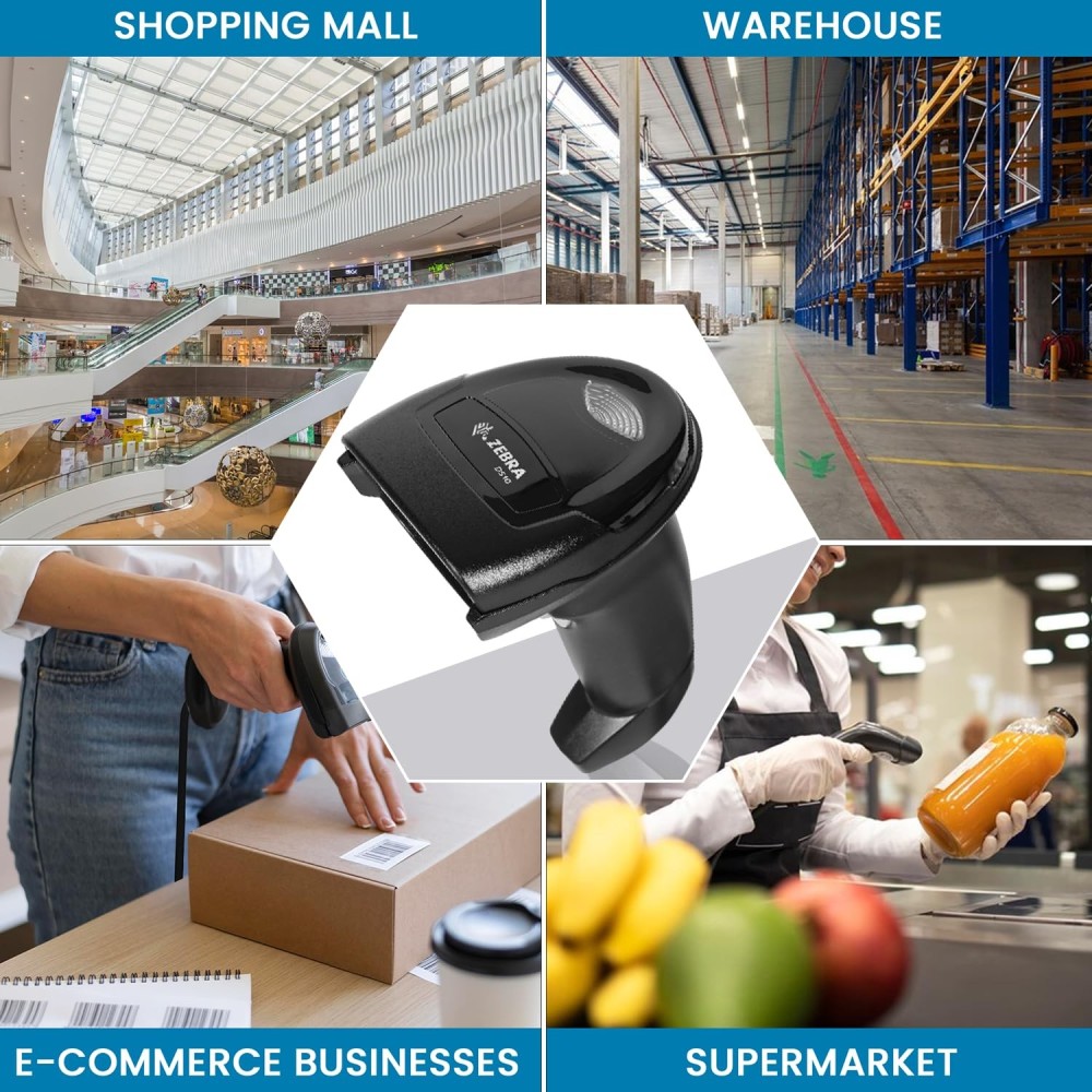 Zebra DS1000 Series Barcode Scanner 1D/2D Handheld USB Corded Bar Code Reader Optical High Speed for Seller Flex Scanning POS System Supermarket (DS1001-US4-2K)