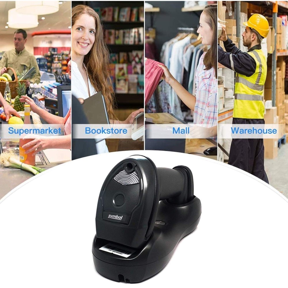 Zebra LI4278 Cordless Handheld 1D Barcode Scanner Bluetooth Black Imager with Cradle and USB Cord Screen Code Reader, Black (LI4278-TRBU0100ZY)