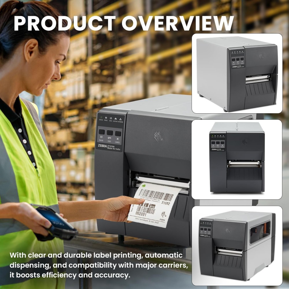Zebra ZT211 Thermal Shipping Label Printer 4 Inches 200 DPI Heavy-Duty Desktop Barcode Memo Receipt Maker Commercial Grade High-Speed Printing for Amazon Etsy Shopify FedEx,(Black)