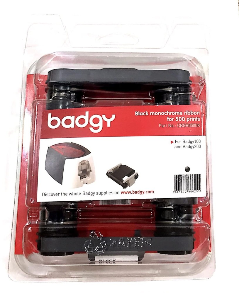 Evolis CBGR0500K Black Monochrome Ribbon for Badgy100 & Badgy200 Card Printers | 500 Prints | Genuine OEM