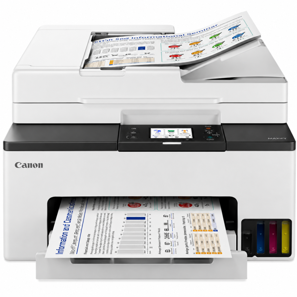 Canon MAXIFY GX2070 4 in 1 (Print Scan Copy Fax) WiFi MegaTank Colour Printer for High Volume Printing(White).