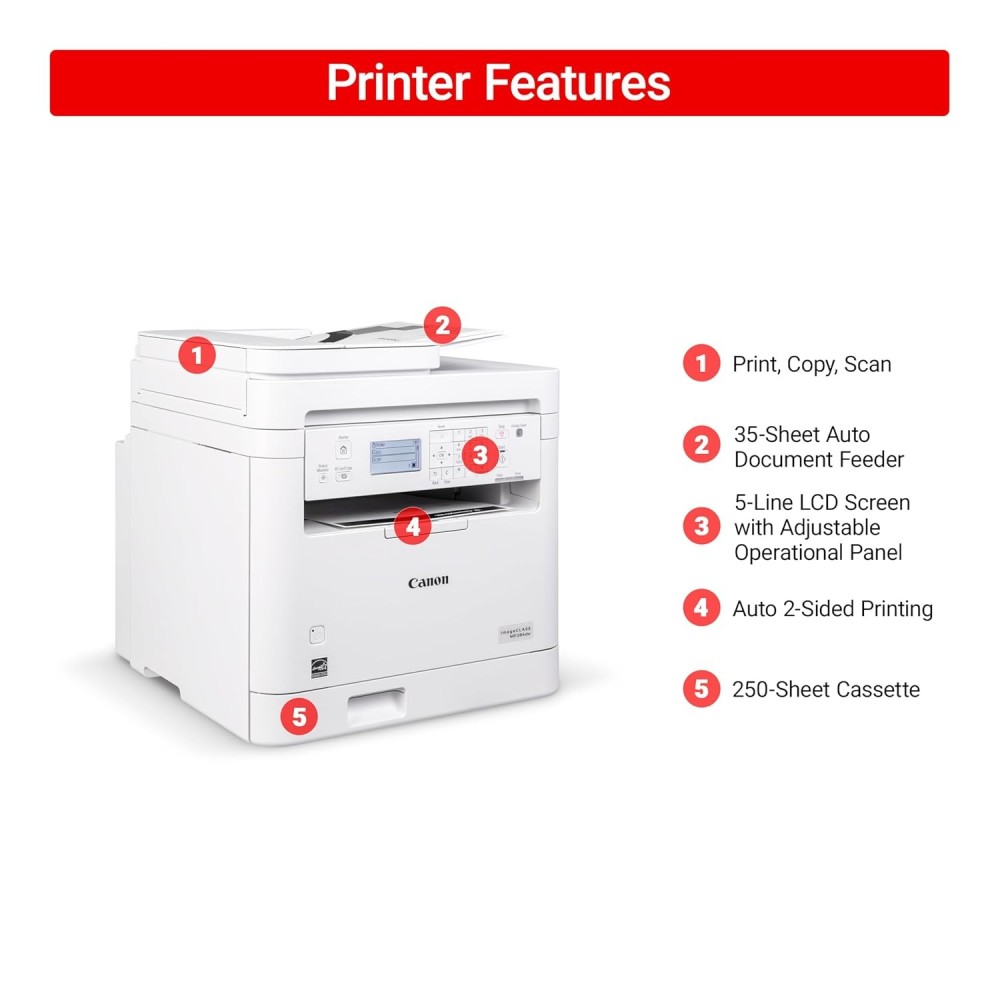 Canon imageCLASS MF284dw Wireless Monochrome Laser All-in-One Printer with Print, Copy & Scan, Auto Duplex Printing, 35 PPM, Automatic Document Feeder & Mobile Device Compatibility – (Black & White)