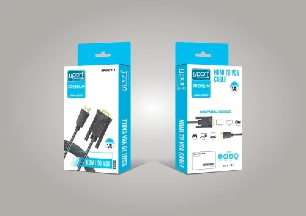 UPORT 1.8M HDMI to VGA Cable 1080p, HDMI 1.4/4K Support, Gold-Plated Connector for PC to Projector