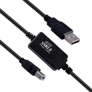 UPORT 10 Meter USB 2.0 Printer Cable USB A to USB B, Active Cable with Taiwan Chipset for Inkjet Printers – (Black)