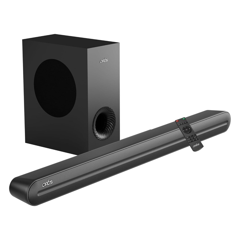 Artis SoundHub 410 320W 2.1 Channel Wireless Bluetooth Soundbar with Wireless Subwoofer, 3 EQ Presets, 4 Drivers, HDMI ARC, Optical, AUX, Coaxial & USB Connectivity – Home Theater Sound System – (Black)