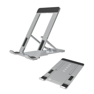 Portronics Modesk One Universal Mobile & Tablet Holder with 5 Adjustable Angles, Foldaway Design, Horizontal View Support(Silver)