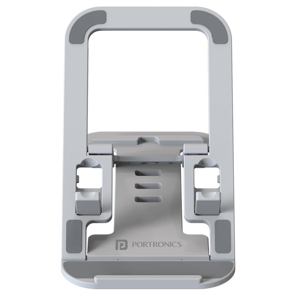 Portronics Modesk 100 Foldable Mobile & Tablet Holder Stand | Adjustable Multi-Angle Desktop Phone Stand | Anti-Slip ABS Holder for Smartphones & Tablets(Grey)