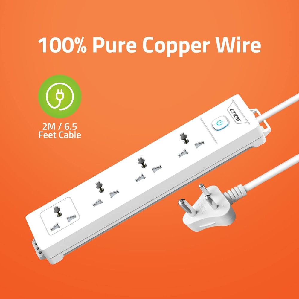 Artis AR-4SS 4 Universal Sockets with Single Switch & Child Safe Shutter Protection