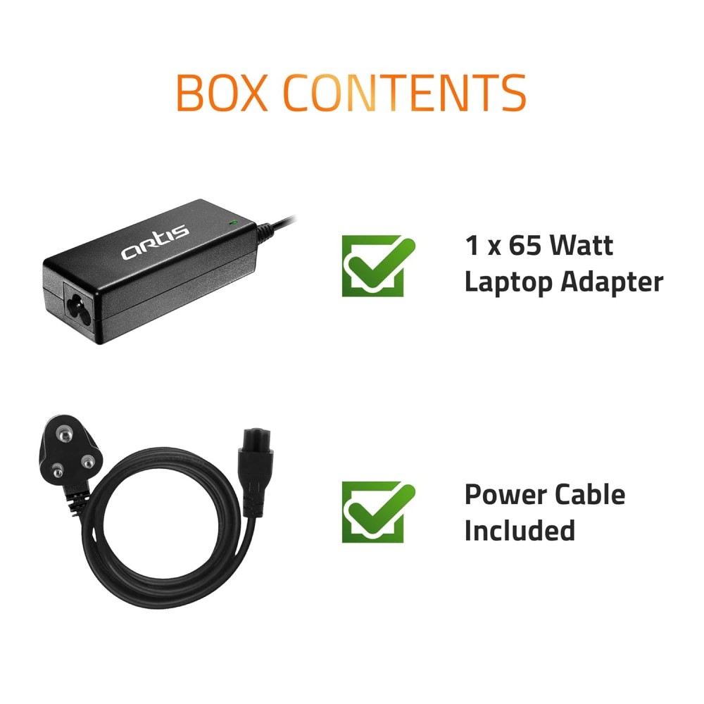 Artis AR0504 65Watt Laptop Charger/Adapter with Power Cord Compatible with Lenovo Laptops (20V/3.25A, 65Watt) (Pin Size: 4.0mm x 1.7mm) (BIS Certified)