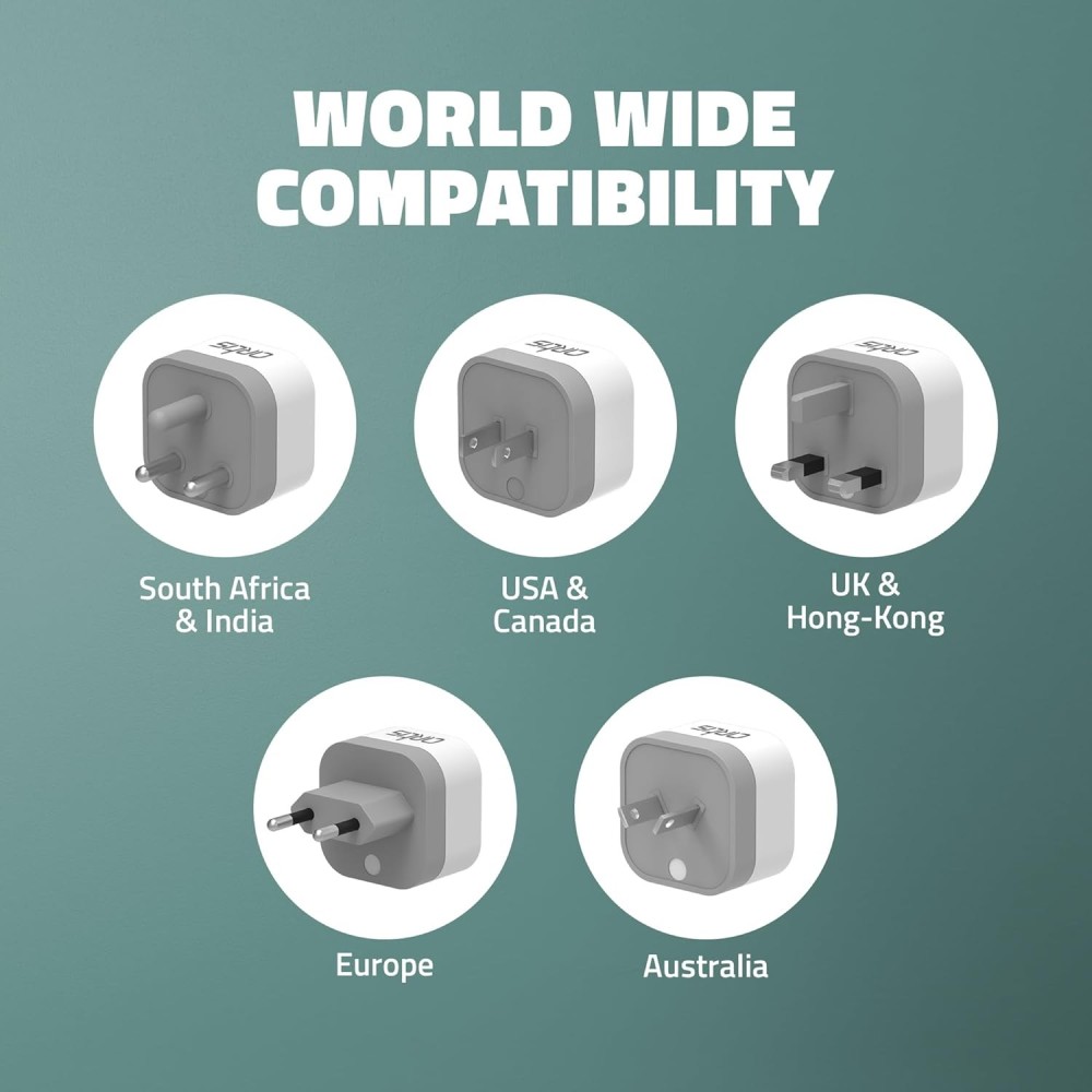 Artis UV500 Universal Travel Converter Plugs Pack of 5 Compatible to US/UK/SA/EU/AU Worldwide Adaptor