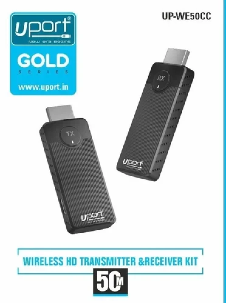 UPORT Gold HDMI Wireless Extender 50M Long Range HDMI Transmitter & Receiver, Wireless HDMI Video Extender for TV, Projector & Monitor