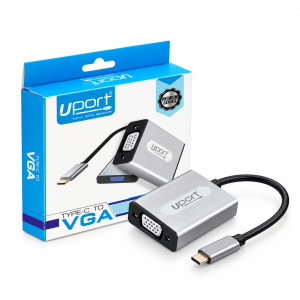 UPORT USB-C to VGA Adapter 1080P Full HD Type-C Male to VGA Female Converter for Laptop, PC, Monitor & Projector – (Black)