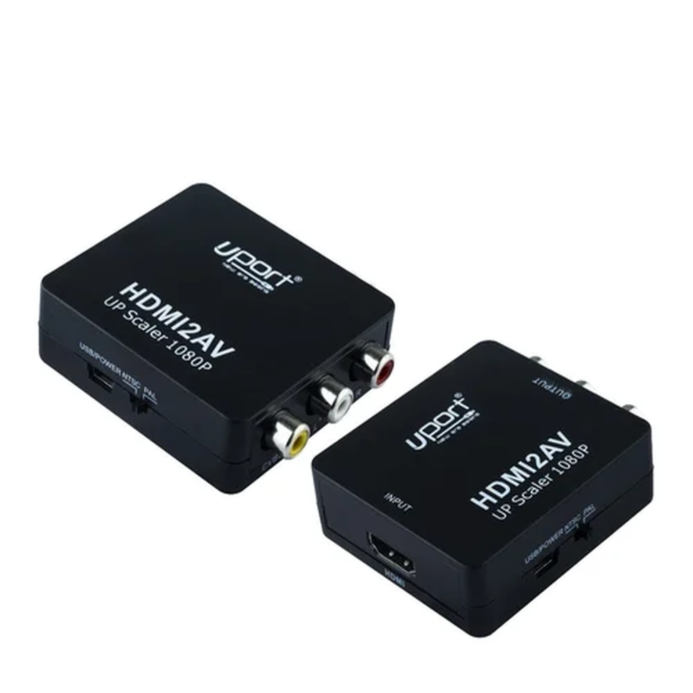 UPORT Mini HDMI to AV Converter 1080P HDMI 1.4 to RCA AV Adapter for CCTV, PC to TV, PAL Video, Plug & Play - (Black)