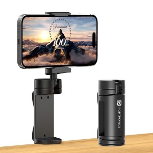 Portronics Mobot Clip Mobile Holder Stand with 360° Adjustable Angle | Lightweight Pocket-Sized Phone Stand for Table, Video Recording & Vlogging | Compatible with 4–6.4 Inch Smartphones(Black)