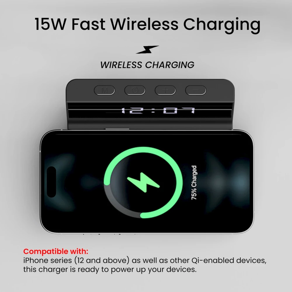 Portronics Freedom 4A Desktop Wired & Wireless Charging Pad (Black) | Fast Qi Wireless Charger
