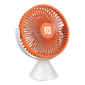 Portronics Aero Breeze Portable USB Rechargeable Table Fan with 3-Speed Airflow, 360° Rotation, BLDC Silent Motor, 4-Hour Battery Backup for Home, Office & Kitchen – (White)