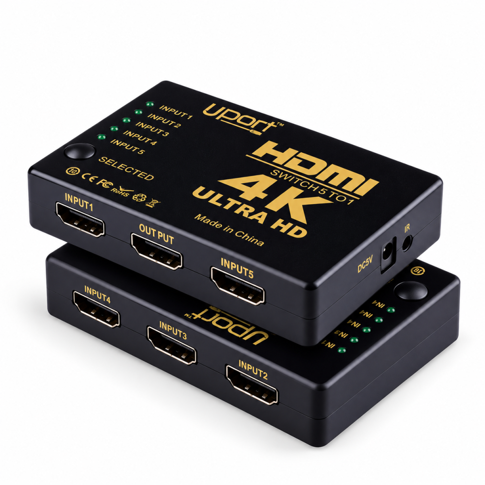 UPORT HDMI Switch 3 Port 3-in-1 Out HDMI Selector Switch – 3 Input 1 Output - (Black)