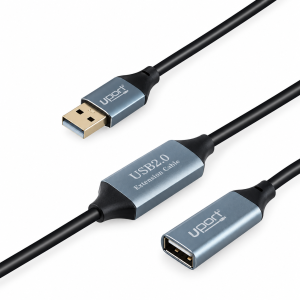 UPORT USB 3.0 Active Extension Cable 5M/10M/15M, USB A Male to A Female, 10Gbps High-Speed Data Transfer, Shielded Cable with Metal Connector & Type-C Power Option - (Black)