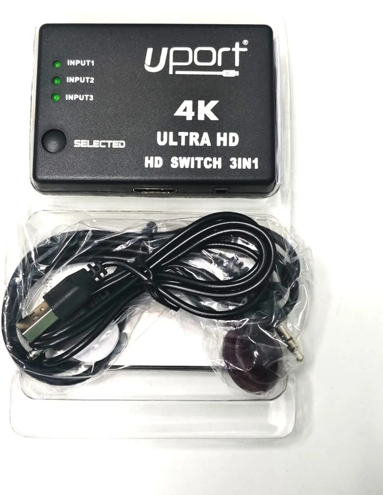 UPORT 4K Ultra HD 3 in 1 HDMI Switch Media Streaming Device - (Black)