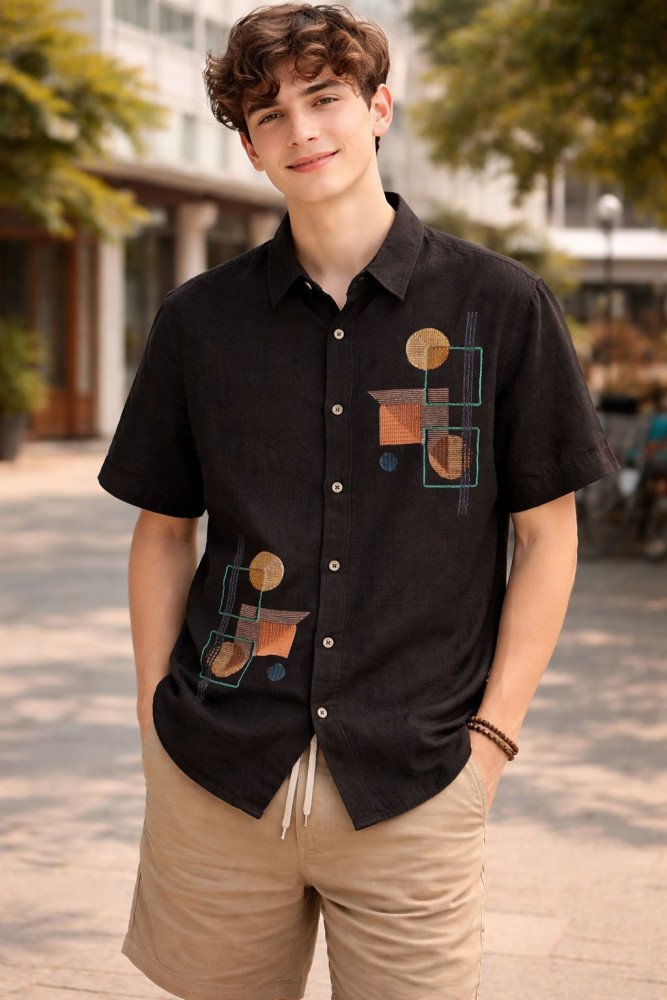 Symbol Premium Men's Cotton Poplin Casual Shirt - Regular Fit | Half Sleeve | Pure Cotton