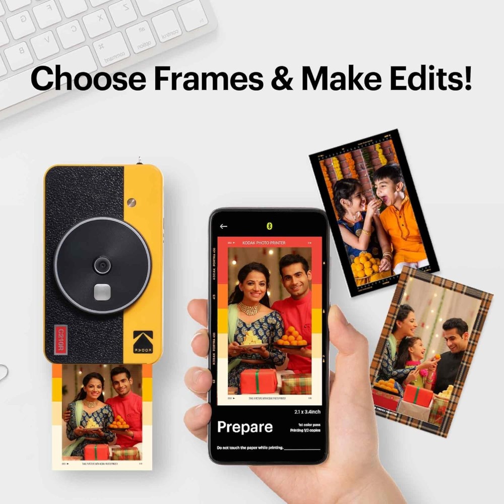 KODAK Mini Shot 2 Retro 4PASS 2-in-1 Instant Camera & Photo Printer (2.1 x 3.4 Inch) with 68 Photo Sheets Gift Bundle – (White)