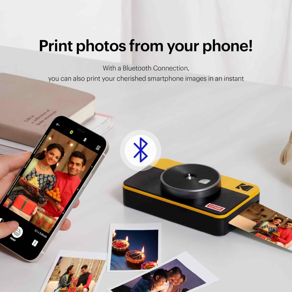KODAK Mini Shot 2 Retro 4PASS 2-in-1 Instant Camera & Photo Printer (2.1 x 3.4 Inch) with 68 Photo Sheets Gift Bundle – (White)