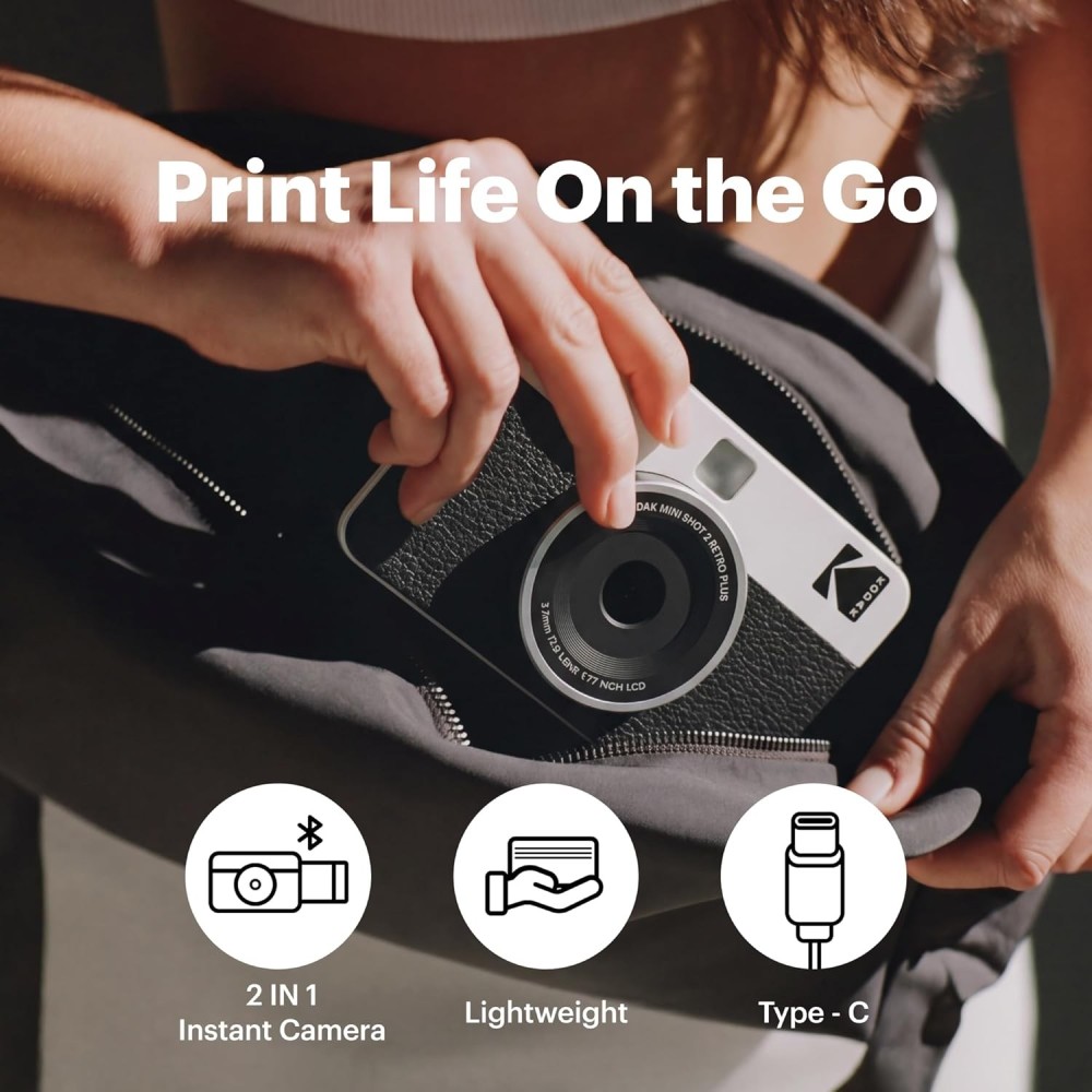 Kodak Mini Shot 2 Retro 4PASS 2-in-1 Instant Camera & Photo Printer (2.1 x 3.4 Inch) | Includes 68 Photo Sheets Gift Bundle | Bluetooth Portable Instant Print Camera-(Yellow)