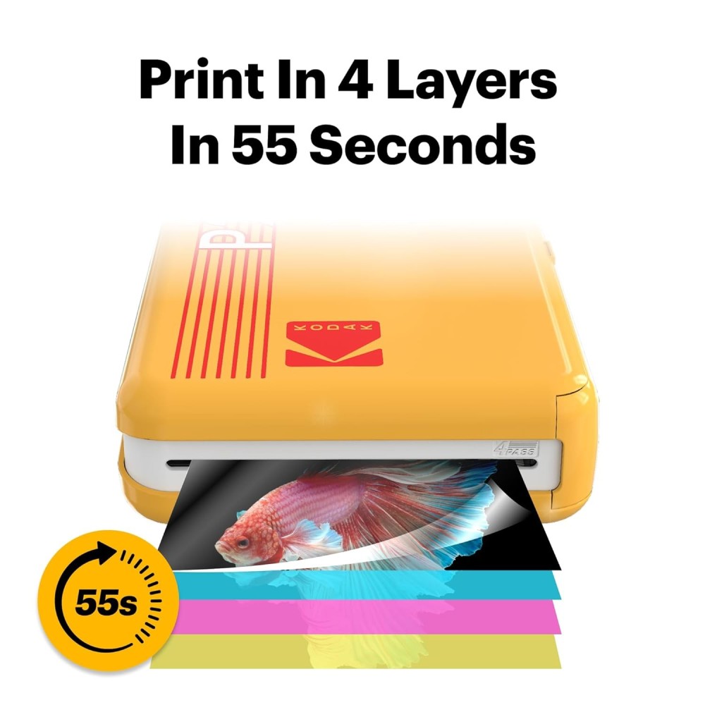 Kodak Mini 2 Retro Portable Photo Printer + 38 Sheets Bundle-(Black)