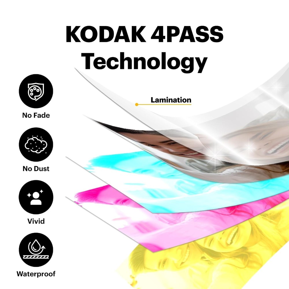 Kodak Mini 3 Retro 4PASS Portable Photo Printer (3x3 Inch) + 38 Sheets Bundle | Instant Bluetooth Photo Printer for iOS & Android-(White)