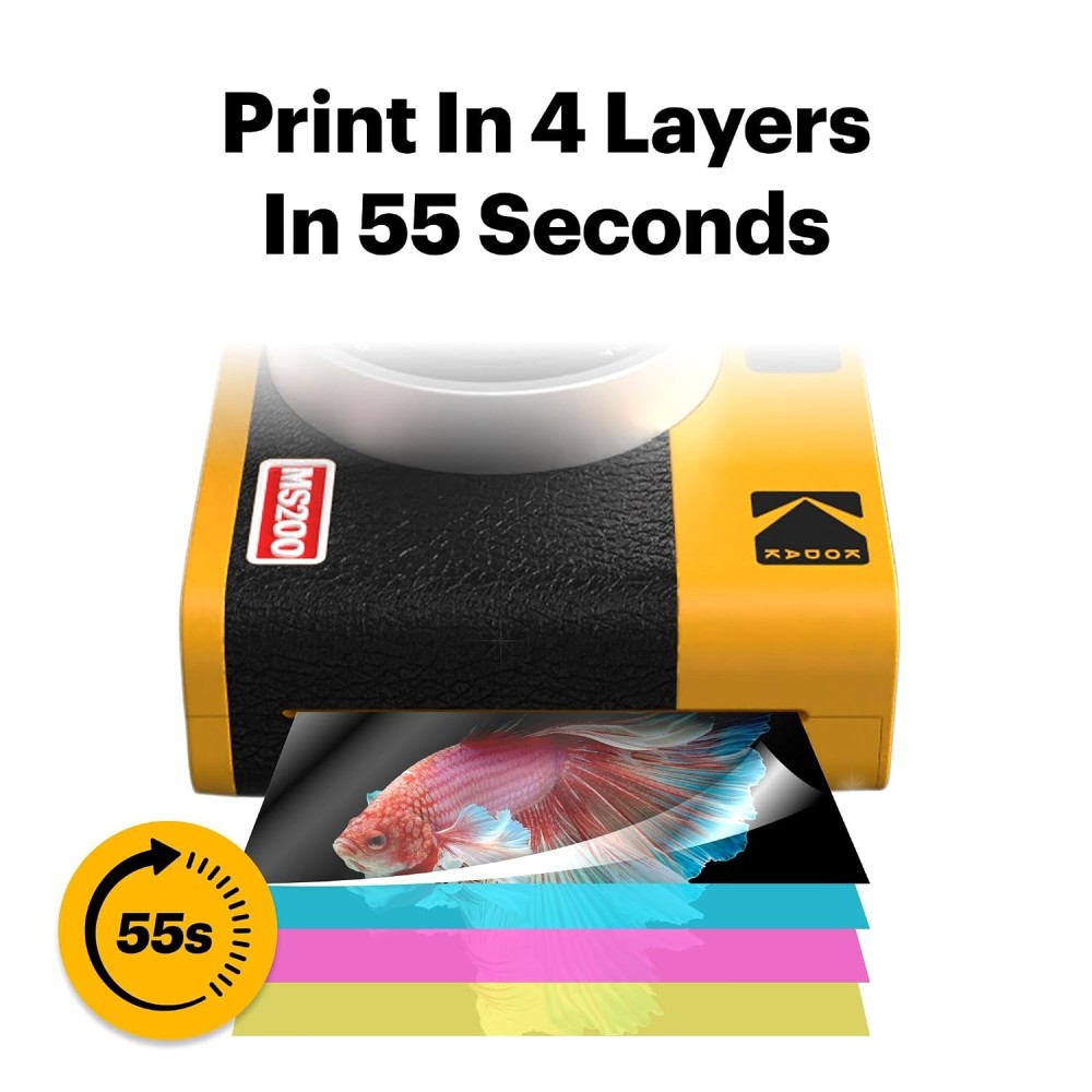 Kodak Cam Mini Shot 2 ERA (2.1x3.4) 2-in-1 Instant Camera and Photo Printer (Camera + 8 Sheets)-(Yellow)