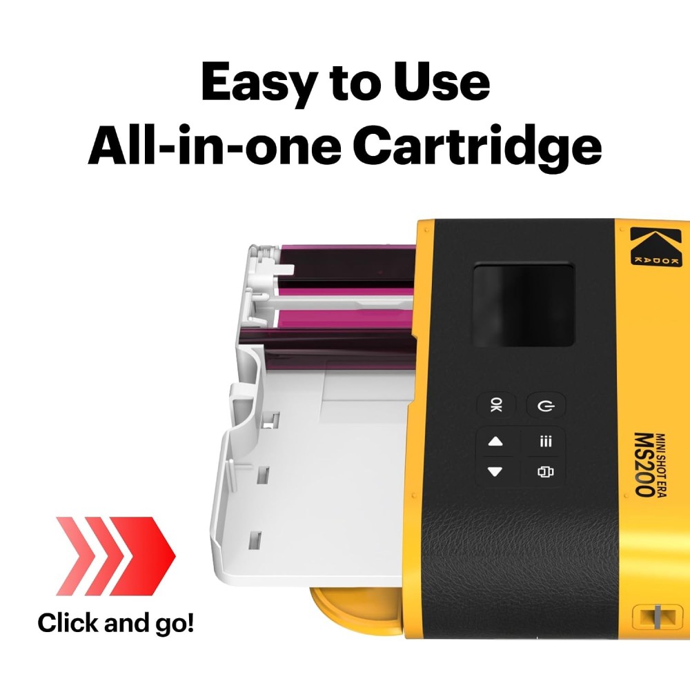Kodak Cam Mini Shot 2 ERA (2.1x3.4) 2-in-1 Instant Camera and Photo Printer (Camera + 8 Sheets)-(Yellow)