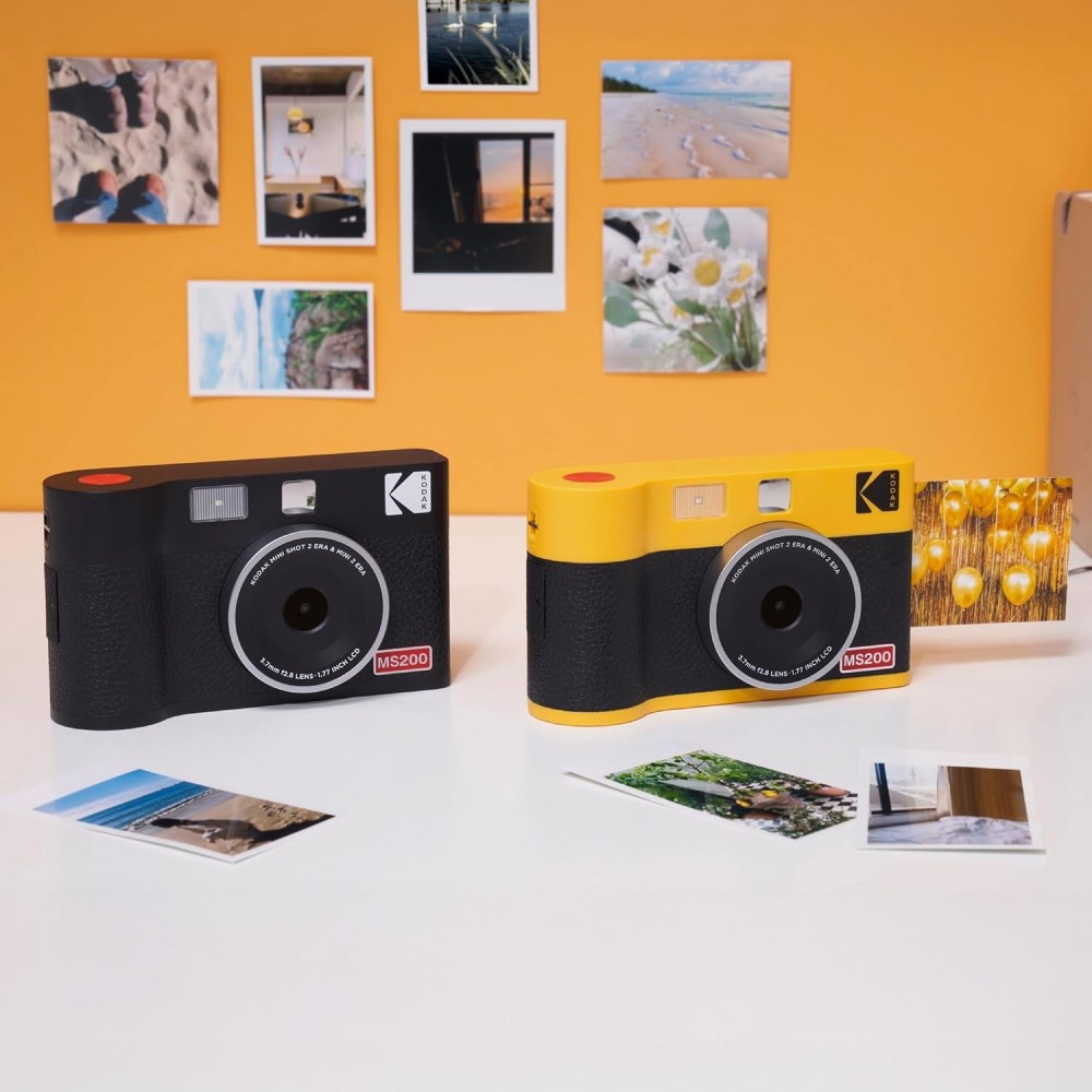 Kodak Cam Mini Shot 2 ERA (2.1x3.4) 2-in-1 Instant Camera and Photo Printer (Camera + 8 Sheets)-(Yellow)