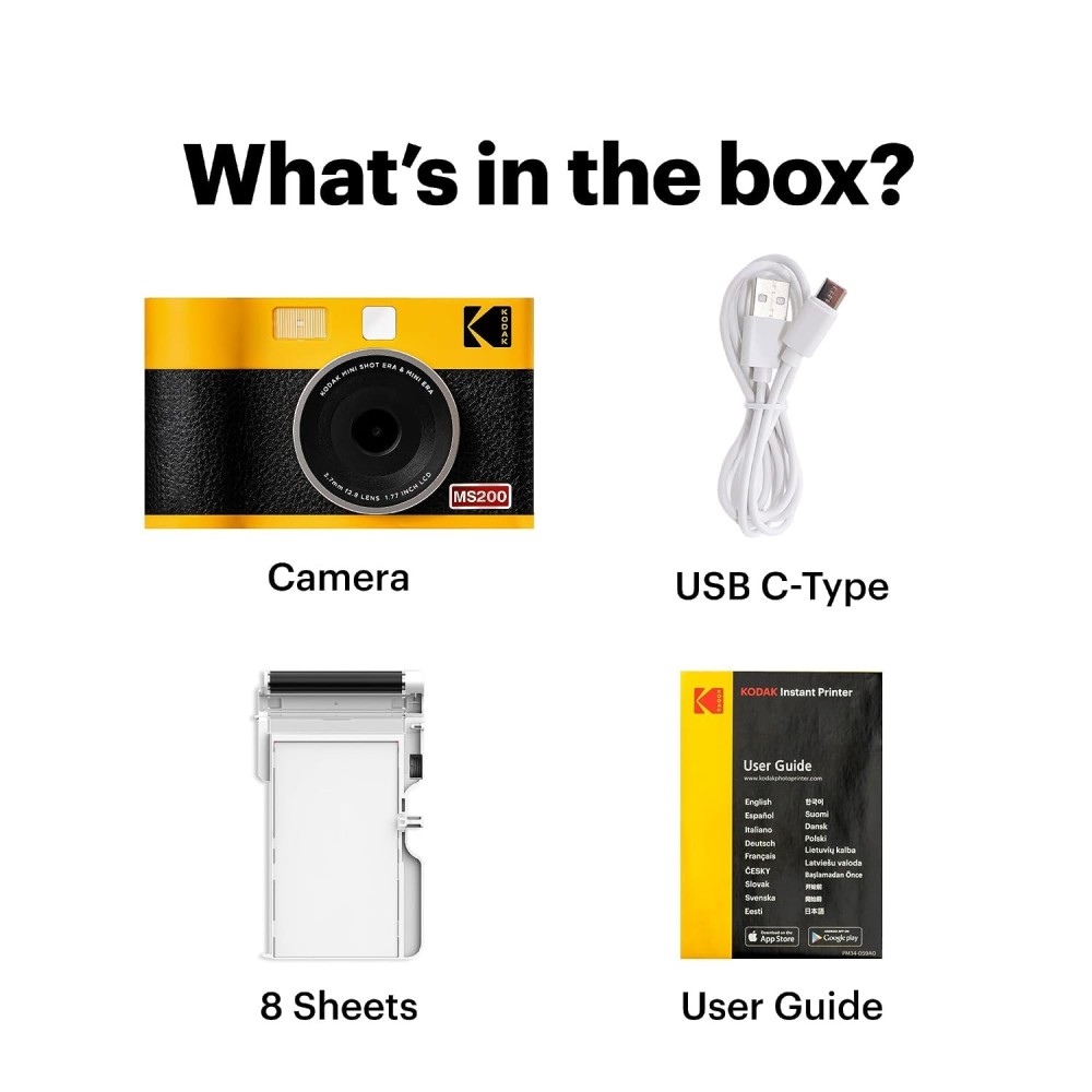 Kodak Cam Mini Shot 2 ERA (2.1x3.4) 2-in-1 Instant Camera and Photo Printer (Camera + 8 Sheets)-(Black)