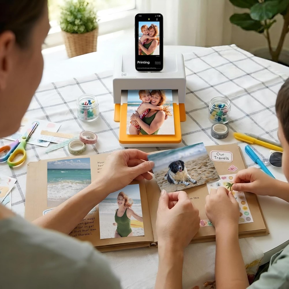 Kodak Dock Plus 4PASS Instant Photo Printer Bundle (4x6 Inch) | Wireless Color Photo Printer with 90 Sheets-(White)