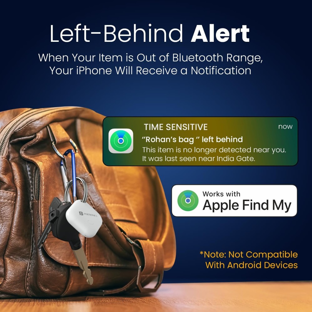 Portronics WorldTag Item Finder – Bluetooth Smart Tracker (Apple Find My Compatible)