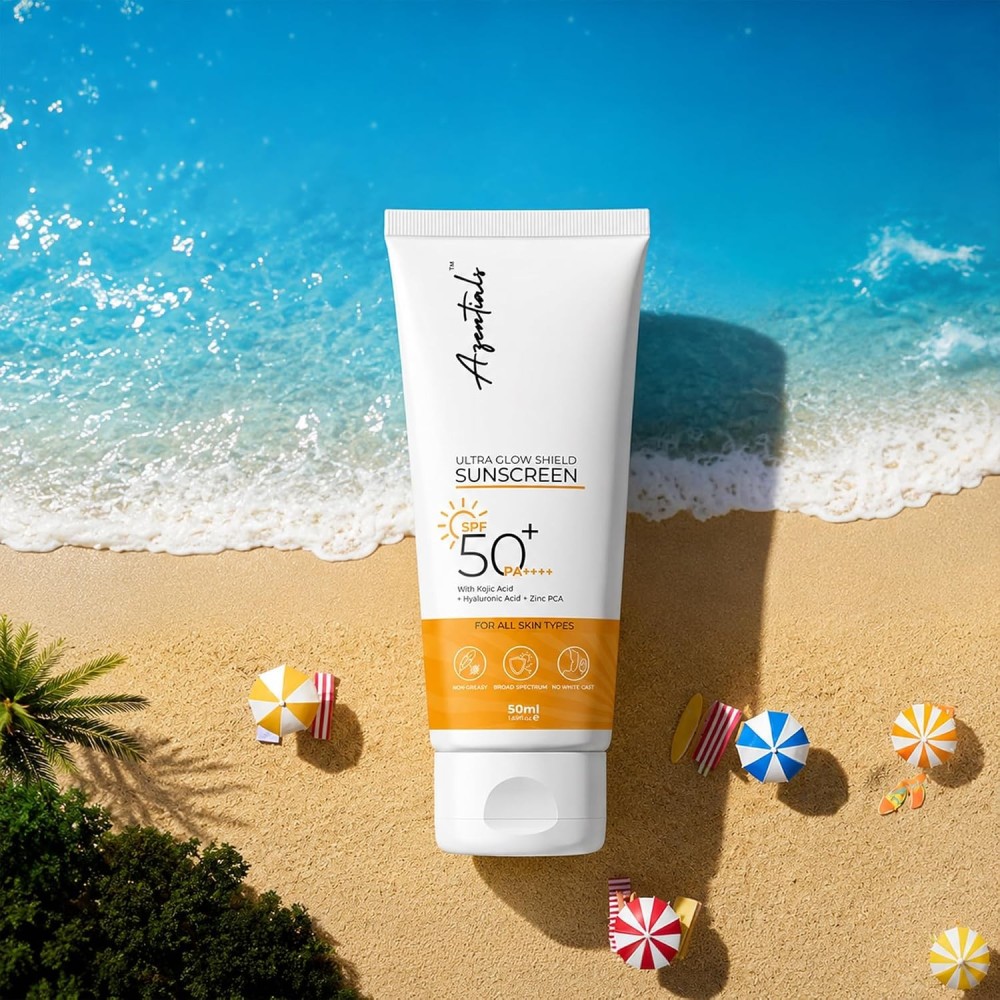SPF 50+ PA++++ Ultra Glow Shield Sunscreen with Hyaluronic Acid, Kojic Acid & Zinc PCA