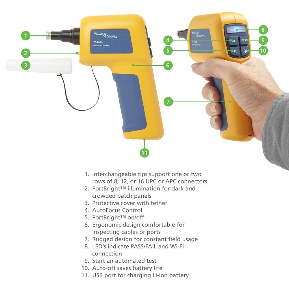 Fluke Networks FI2-7300 Fiber Inspector Pro Inspection Camera with MPO Live View | Versiv Mainframe Included